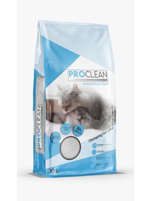 ProClean Marsilya Sabun Kokulu Topaklanan Kalın Taneli 10 lt Bentonit Kedi Kumu
