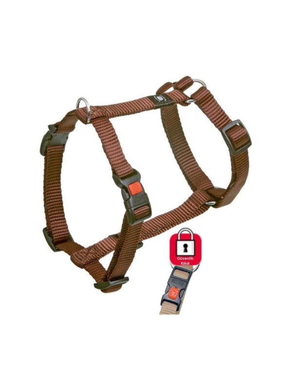 Kilitli Köpek Göğüs Tasması S 35-50 Cm 15mm Kahverengi