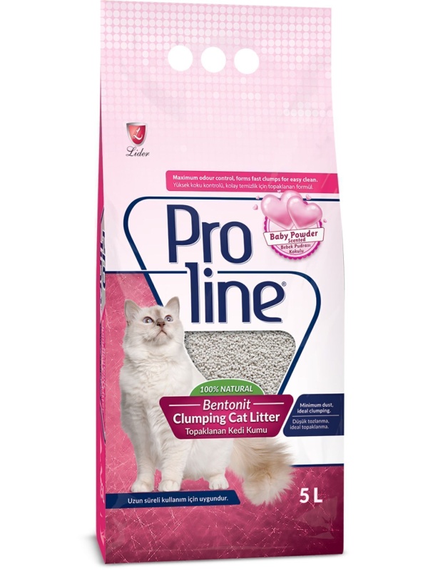 Proline Bebek Pudra Kokulu Topaklanan 5 lt Bentonit Kedi Kumu