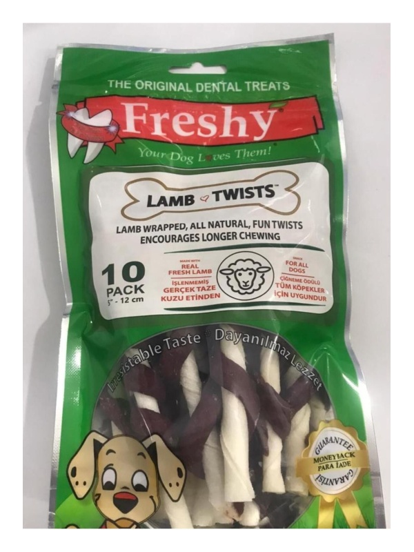 Lamb Twist Kuzulu Burgu Çubuk Köpek Ödülü 10lu