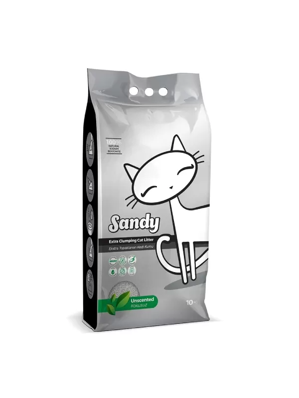 Sandy Kokusuz Extra Topaklanan İnce Taneli 10 kg Sodyum Bentonit Kedi Kumu