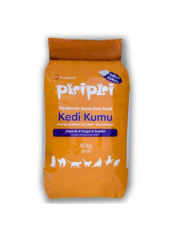 Pisi Pisi Sabunlu Topaklanan İnce Taneli 10 kg Bentonit Kedi Kumu