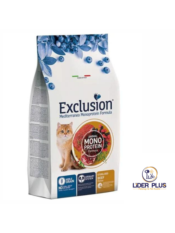 Exclusion Düşük Tahıllı Monoprotein Sığır Etli ve Narlı 1.5 kg Kısırlaştırılmış Yetişkin Kedi Maması