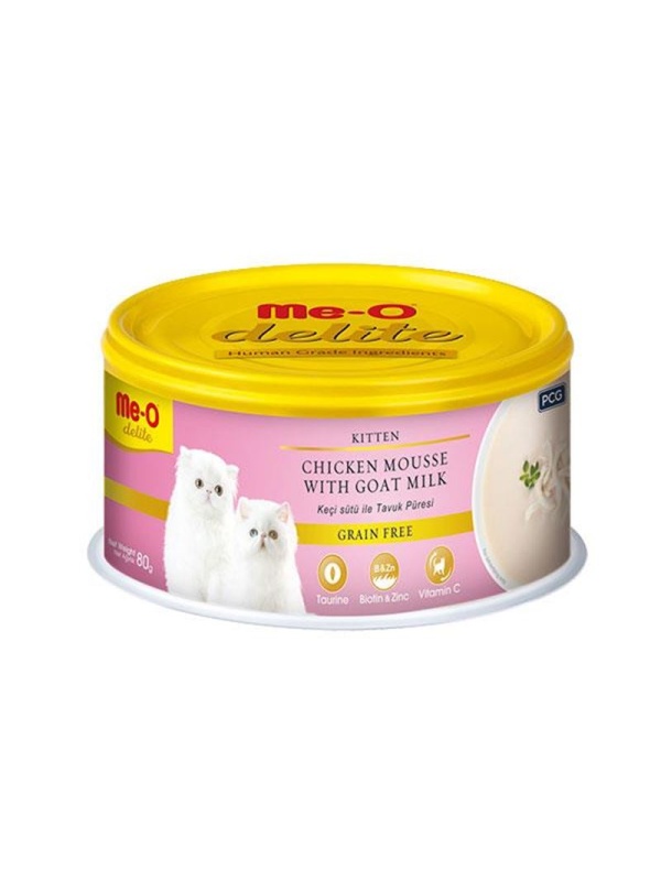 Me-O Tahılsız Delite Tavuk ve Keçi Sütü 80 gr Konserve Yavru Kedi Maması
