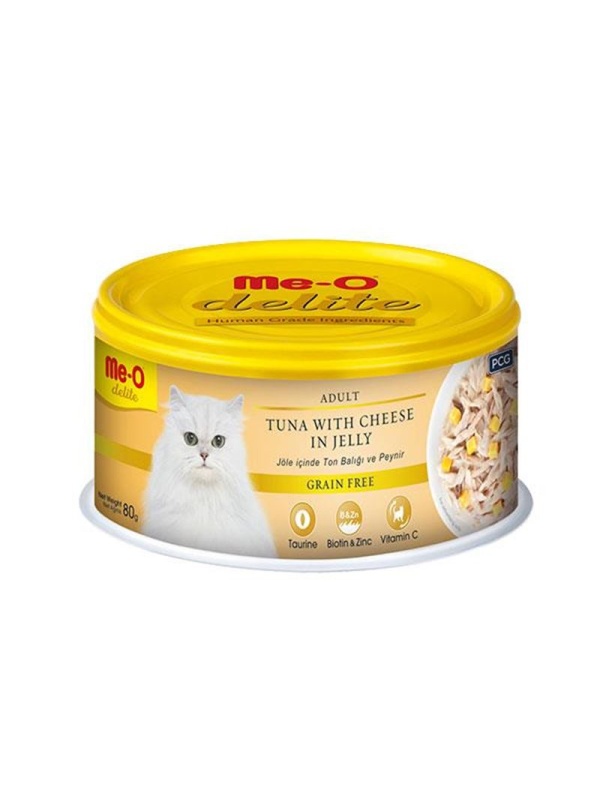 Me-O Delite Tahılsız Ton Balıklı ve Peynirli Jöleli 80 gr Konserve Yetişkin Kedi Maması