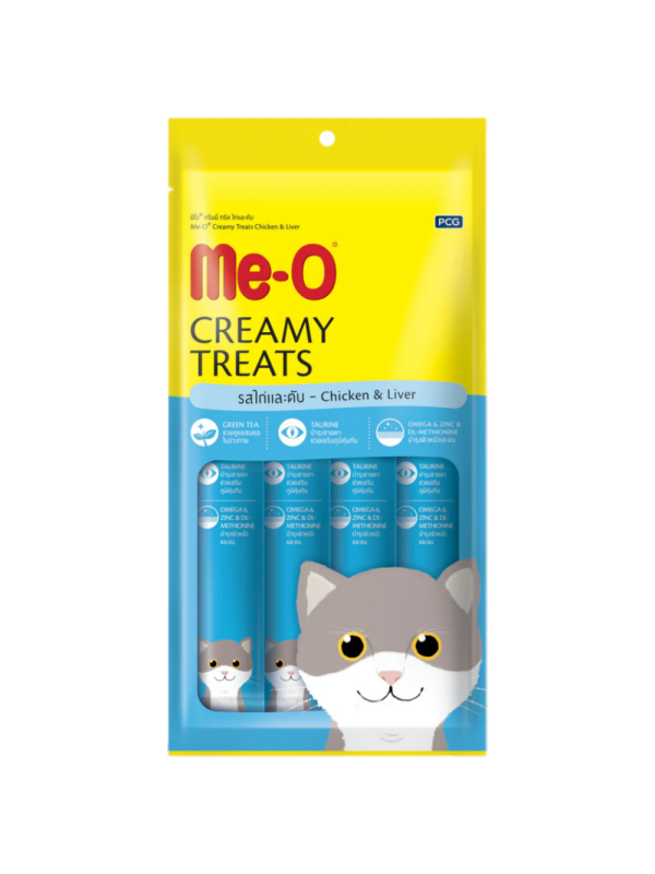 Me-O Creamy Treats Tavuk ve Ciğerli 4x15 gr Sıvı Kedi Ödül Maması