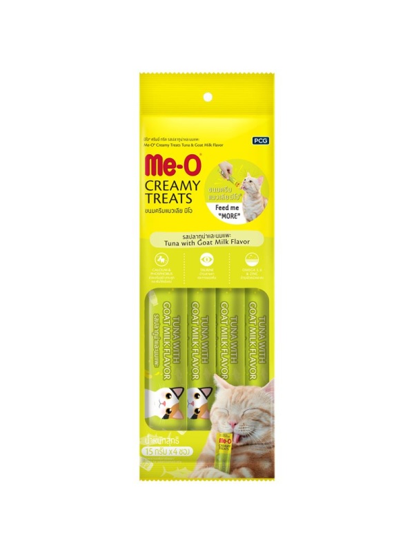 Me-O Creamy Treats Ton Balıklı ve Keçi Sütlü 4x15 gr Sıvı Kedi Ödül Maması