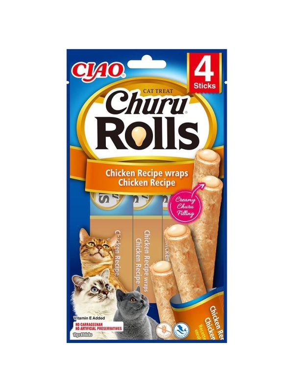 Inaba Ciao Churu Rolls Tavuk Sargılı Tavuklu 4x10 gr Kedi Ödül Maması