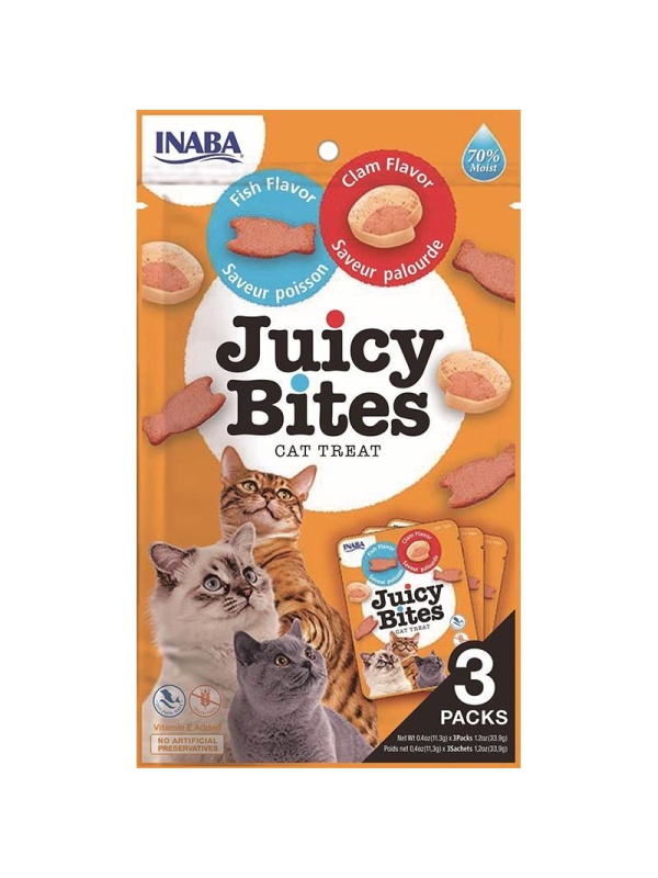 Inaba Juicy Bites Balıklı ve İstiridyeli 3 Paketli Kedi Ödül Maması