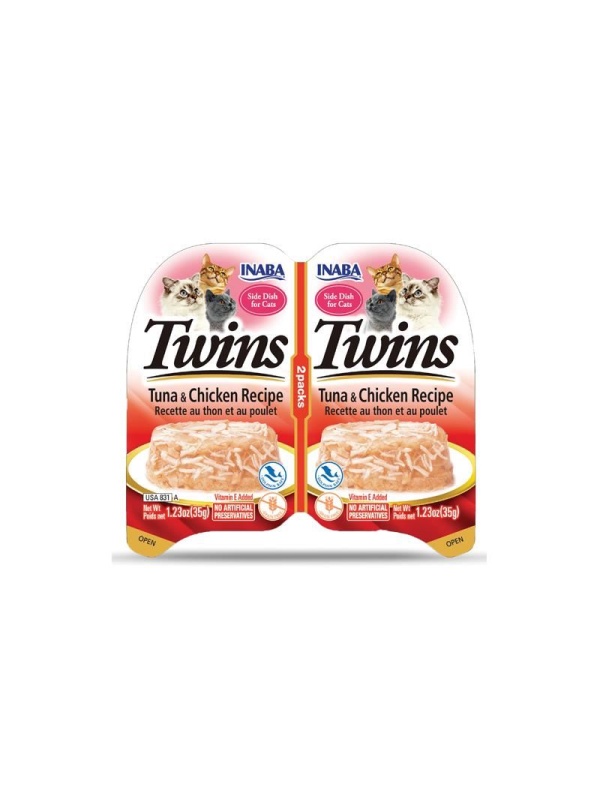 Inaba Twins Ton Balıklı Somonlu ve Tavuklu 2x35 gr Konserve Yetişkin Kedi Maması