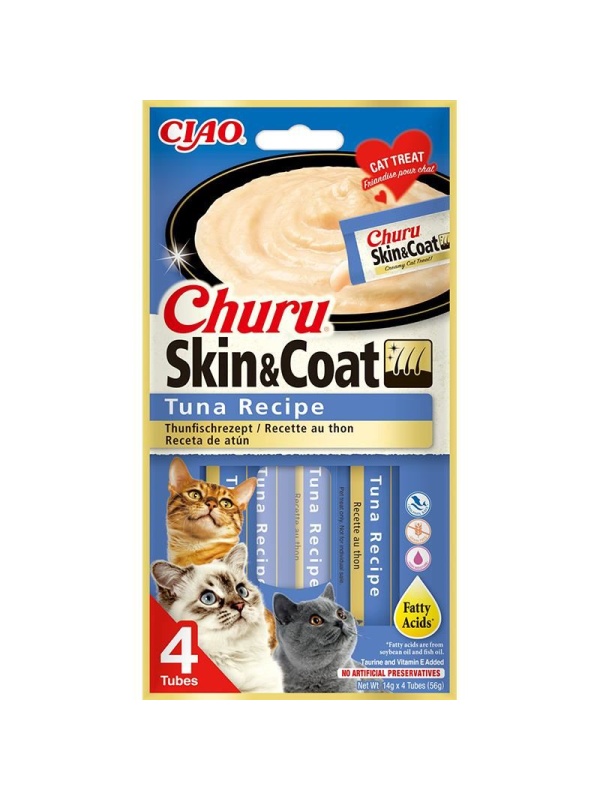 Inaba Ciao Churu Skin & Coat Ton Balıklı 4x14 gr Sıvı Kedi Ödül Maması