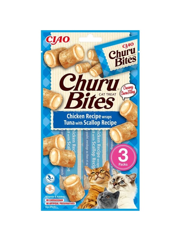 Inaba Ciao Churu Bites Tavuk Sargılı Ton Balıklı ve Deniz Taraklı 3x10 gr Kedi Ödül Kreması