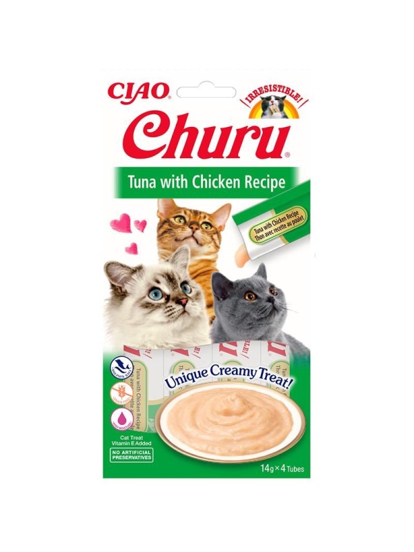 Inaba Ciao Churu Cream Ton Balıklı ve Tavuklu 4x14 gr Sıvı Kedi Ödül Kreması