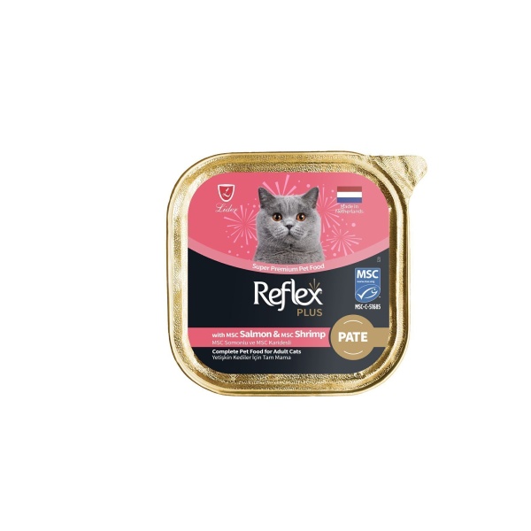 Plus Alu Tray 85 gr Somon ve Karidesli Kıyılmış Pate Yetişkin Kedi Yaş Mama