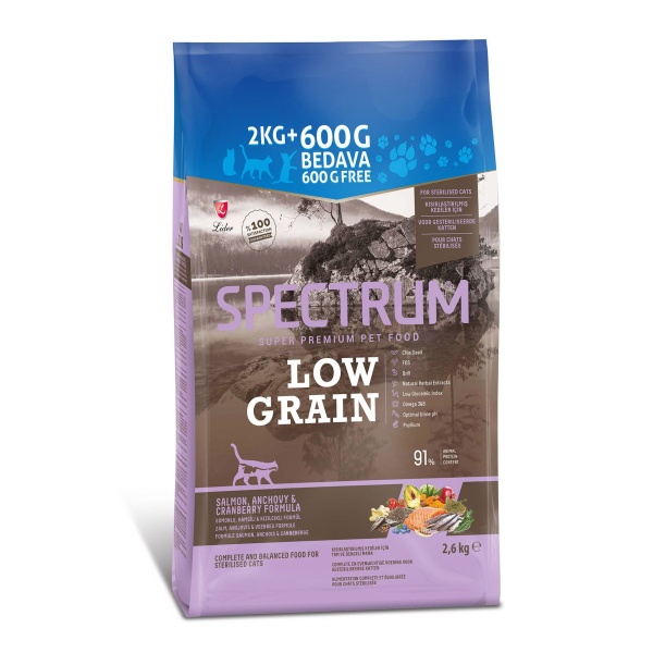 Spectrum Düşük Tahıllı Somonlu Hamsili Kızılcıklı 2.6 kg Kısırlaştırılmış Kedi Maması