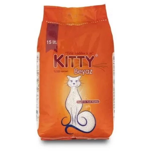 Kitty Beyaz Kalın Taneli Kokusuz 15 lt Bentonit Kedi Kumu