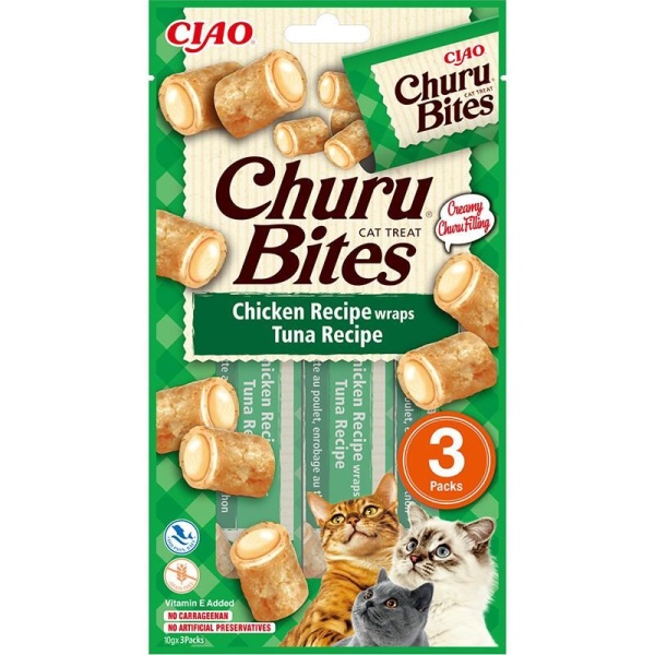 Inaba Ciao Churu Bites Tavuk Sargılı Ton Balıklı 3x10 gr Kedi Ödül Kreması