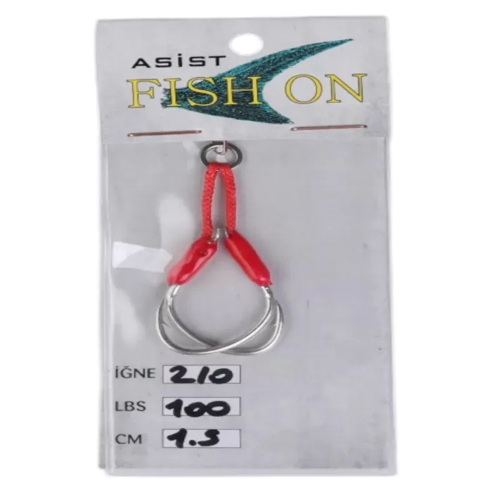 fish on asist iğne 2/0 numara iğne/1,5 cm /100 lb pembe