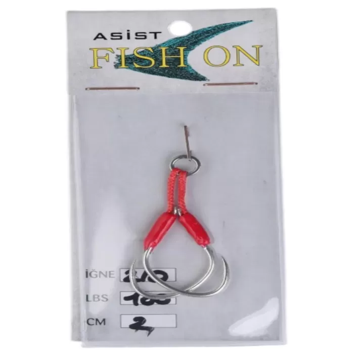 fish on asist iğne 2/0 numara iğne/2 cm /100 lb pembe