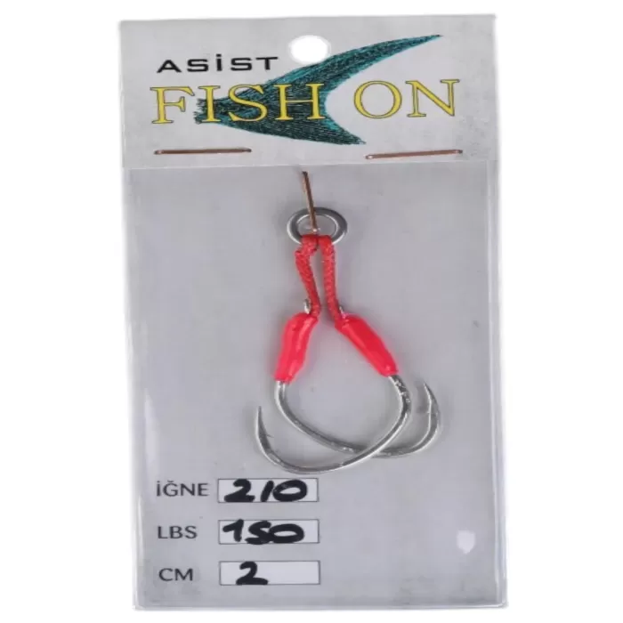 fish on asist iğne 2/0 numara iğne/2 cm /150 lb pembe