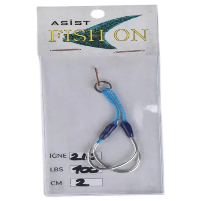 fish on asist iğne 2/0 numara iğne/2 cm /100 lb mor