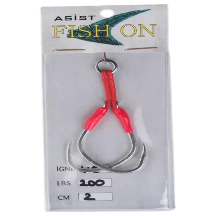 fish on asist iğne 4/0 numara iğne/2 cm /200 lb pembe