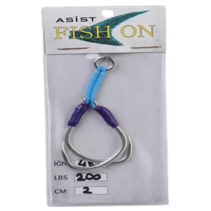 fish on asist iğne 4/0 numara iğne/2 cm /200 lb mor