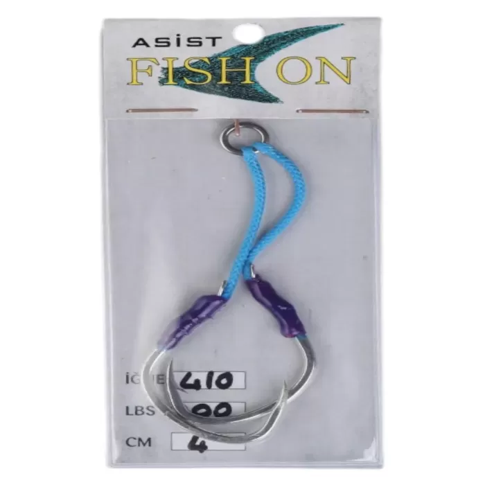 fish on asist iğne 4/0 numara iğne/4 cm /200 lb mor