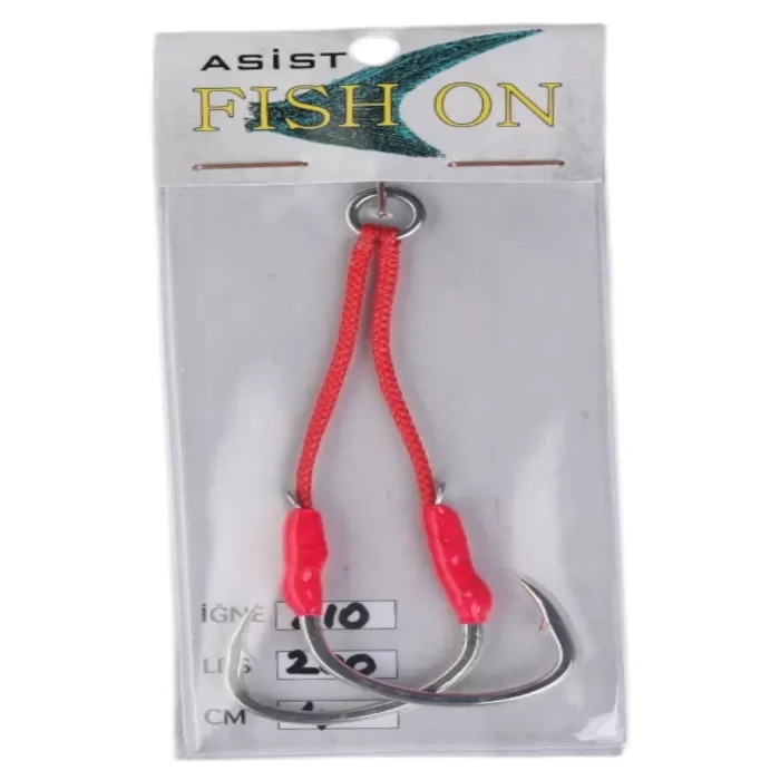 fish on asist iğne 4/0 numara iğne/4 cm /200 lb pembe