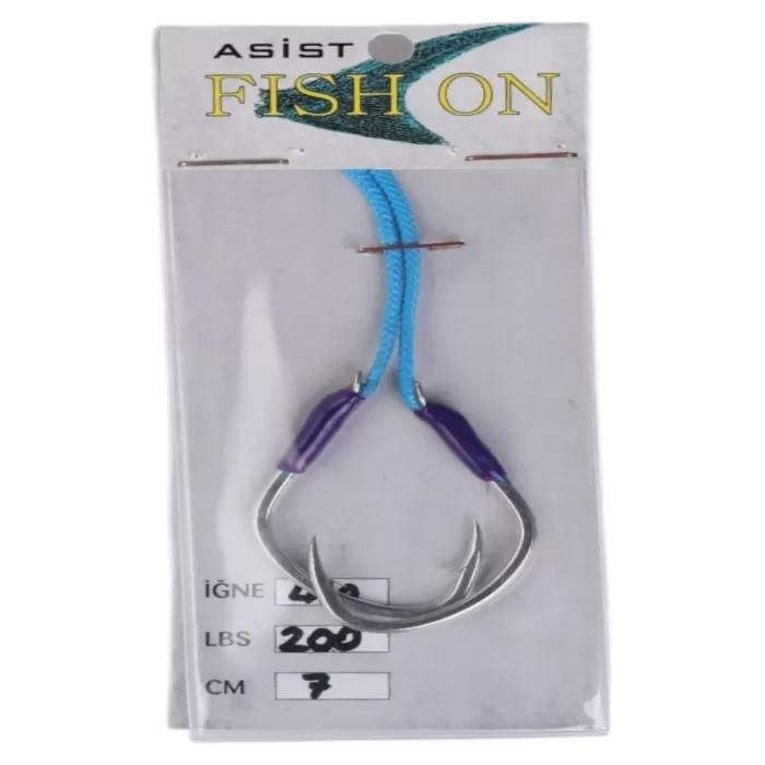 fish on asist iğne 4/0 numara iğne/7 cm /200 lb mor