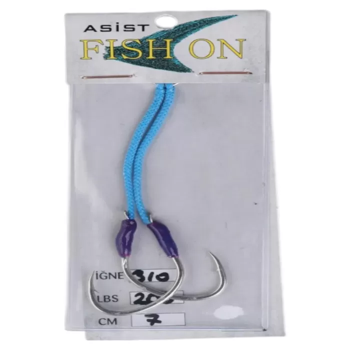 fish on asist iğne 3/0 numara iğne/7 cm /200 lb mor
