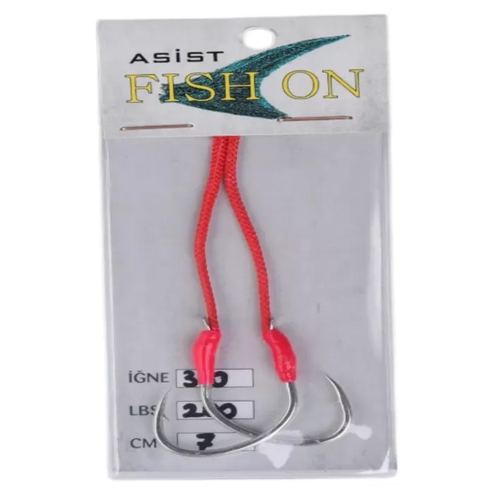 fish on asist iğne 3/0 numara iğne/7 cm /200 lb pembe