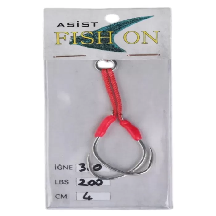 fish on asist iğne 3/0 numara iğne/4 cm /200 lb pembe