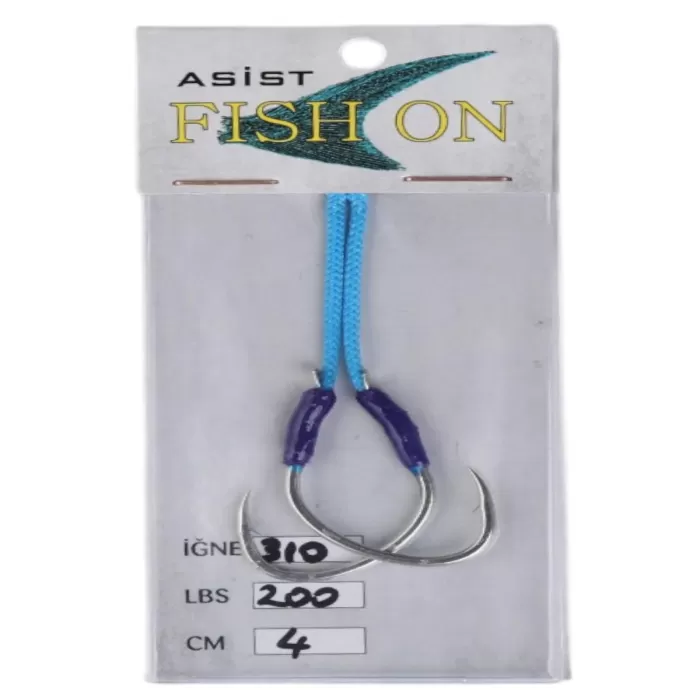 fish on asist iğne 3/0 numara iğne/4 cm /200 lb mor