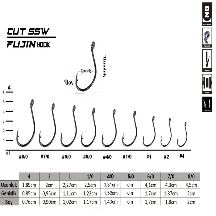 Fujin Cut SSW Delikli Kaynaklı Çapraz Octopus Kancası #no:5/0