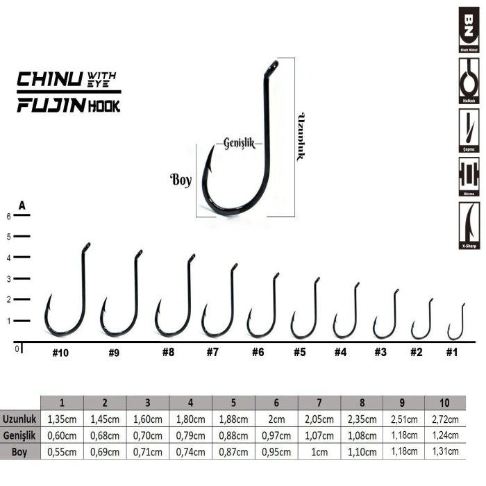 Fujin Chinu With Eye Delikli Çapraz Olta Kancası #no:3
