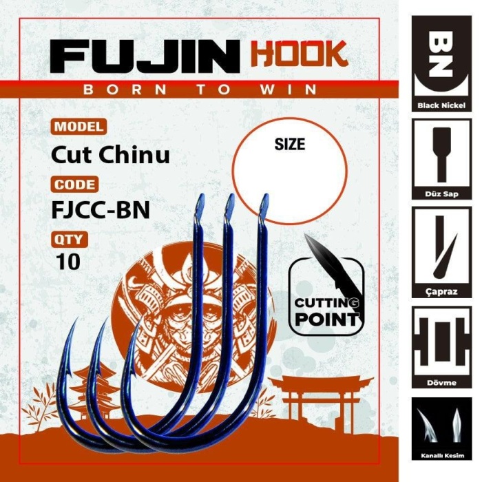 Fujin Cut Chinu Çapraz Deliksiz Olta Kancası #no:4