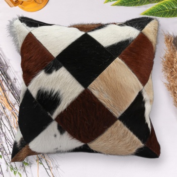 Barrio Rico Premium Dekoratif Patchwork Deri Kırlent Kılıfı/ev ve Ofis Için Gerçek Deri 45X45CM Kırlent Kılıfı