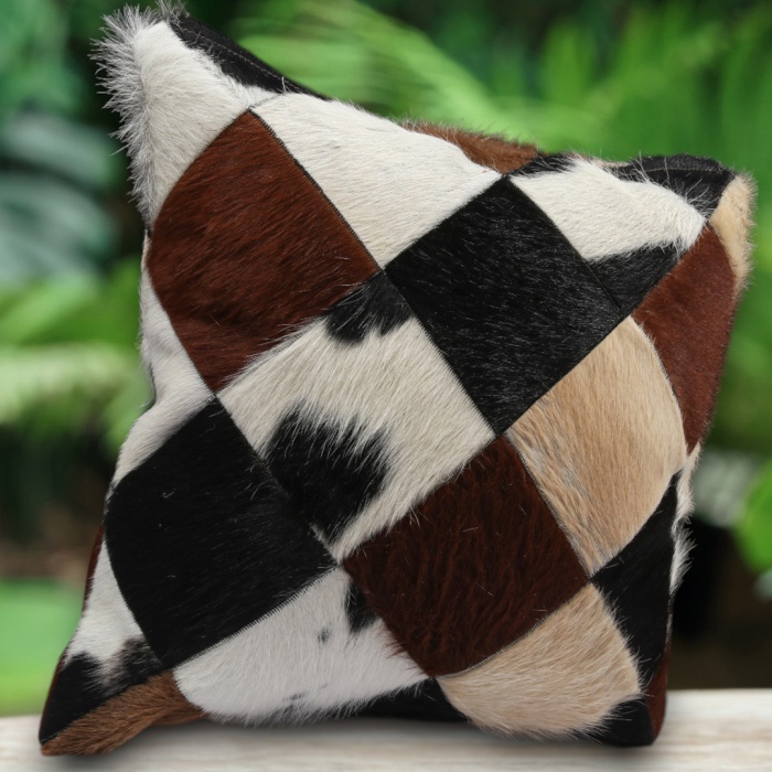 Barrio Rico Premium Dekoratif Patchwork Deri Kırlent Kılıfı/ev ve Ofis Için Gerçek Deri 45X45CM Kırlent Kılıfı