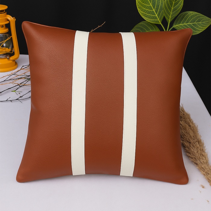 Barrio Rico Premium Çift Taraflı Taba Beyaz Deri Kırlent Kılıfı/ev ve Ofis Için 45X45CM Kırlent Kılıfı