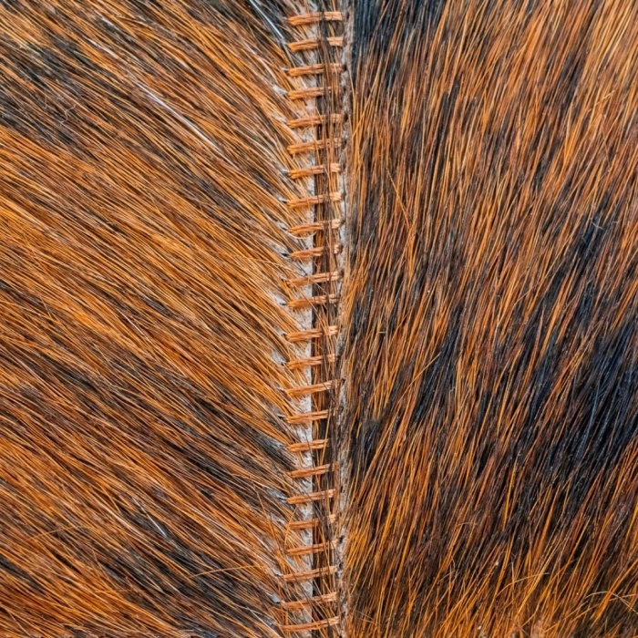 Barrio Rico %100 Doğal Dana Derisi Kaymaz Taban Premium Patchwork Halı - Kahverengi Beyaz