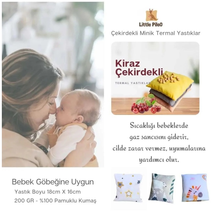 Little PiloO Doğal, Gaz Giderici Kiraz Çekirdeği Yastığı