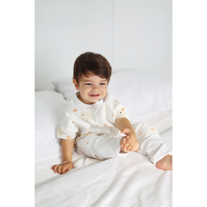 Ninna Kids 0.5 TOG Elephant Love Kısa Kollu Uyku Tulumu | Bebek & Çocuk | Terletmeyen %100 Pamuk