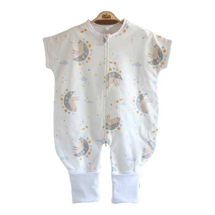 Ninna Kids 0.5 TOG Sleepy Bunny Kısa Kollu Uyku Tulumu | Bebek & Çocuk | Terletmeyen %100 Pamuk