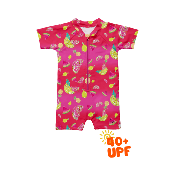 KidZee Lime Romper Rashguard UPF 40+ Korumalı Bebekler için Hızlı Kuruyan Yazlık Romper Mayo