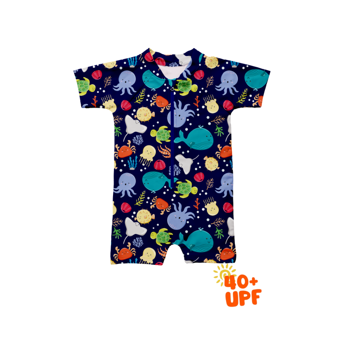 KidZee Seazee Romper Rashguard Upf 40 Korumalı Bebek Mayo