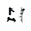 GPD PETRA Siyah Banyo Lavabo Sürgülü Duş Seti Mlb160-s-mbb160-s-dst57-s