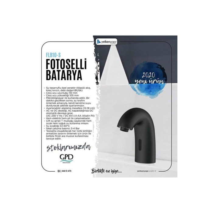 GPD Fotoselli Lavabo Bataryası Siyah (çift Su Girişli) Flb10-s (gpflb10-s)