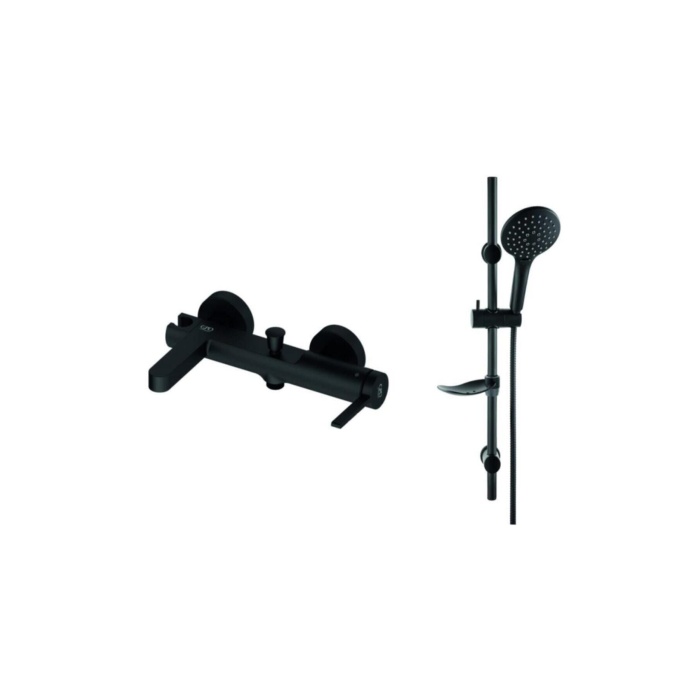 GPD Gildo 3 Parça Siyah Armatür Musluk Batarya Banyo Seti Mlb165-s Mbb165-s Dst57-s