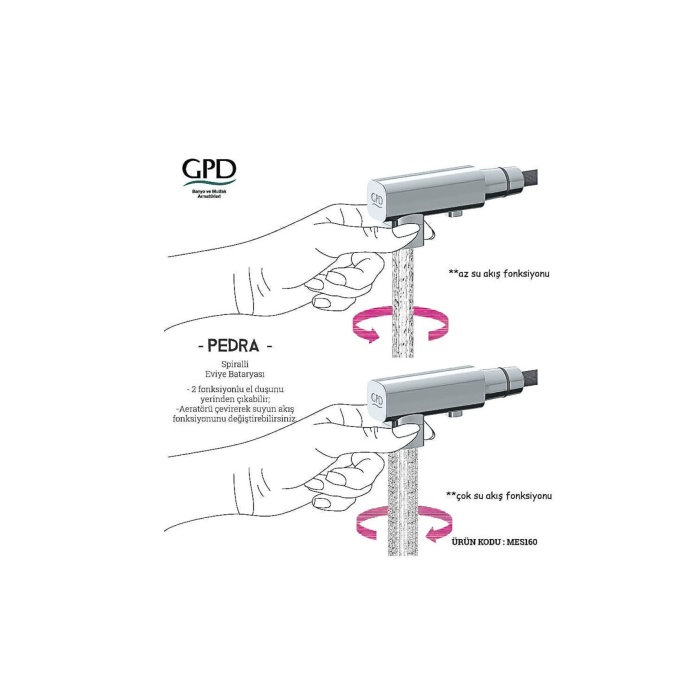 GPD PEDRA SPİRALLİ EVİYE BATARYASI SİYAH MES160-S